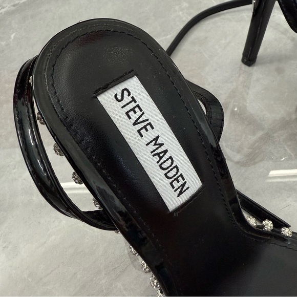 NWOT Women’s Steve Madden Zelle Black Rhinestone High Heel Sandals Size 7.5 - Picture 14 of 16